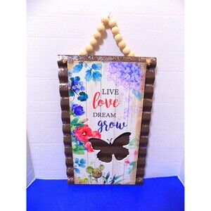 NEW METAL WALL ART BUTTERFLY "Live,Love,Dream,Grow"